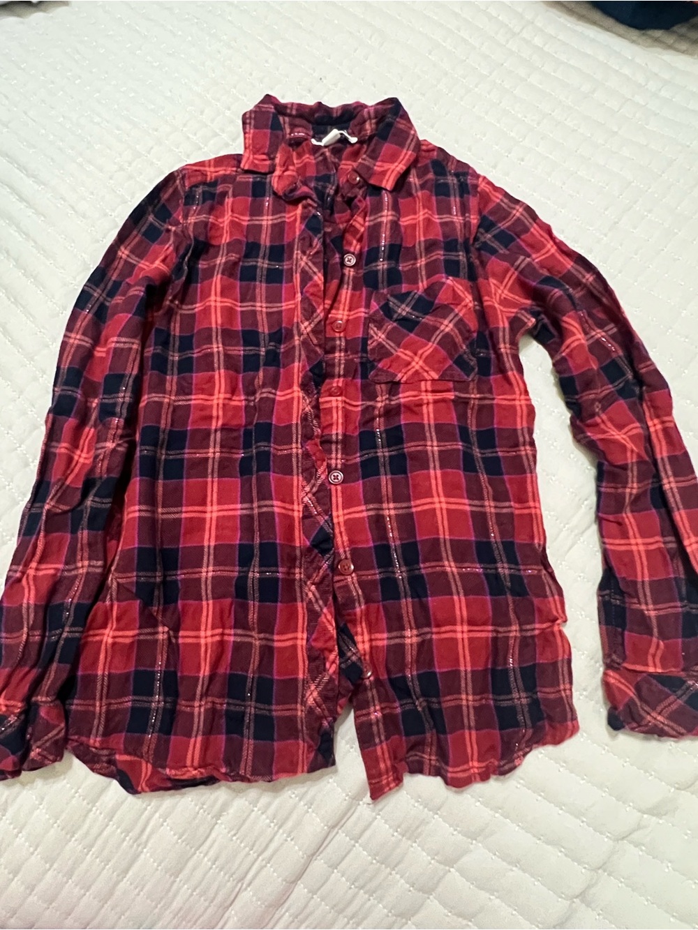 beachlunchlounge Burgundy, Navy & Pink Plaid Button-Up